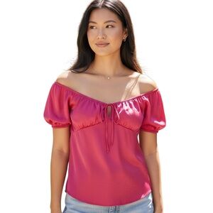 originality Ruffled Tie-Front Hot Pink Camisole Size L